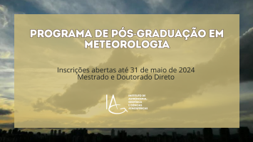 Inscrições abertas até 31 de maio - Pós-Graduação em Meteorologia